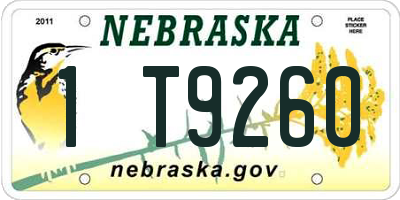 NE license plate 1T9260