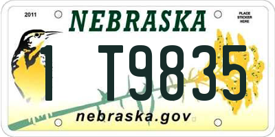NE license plate 1T9835