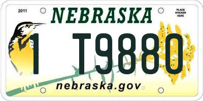 NE license plate 1T9880