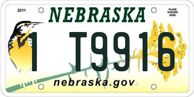 NE license plate 1T9916