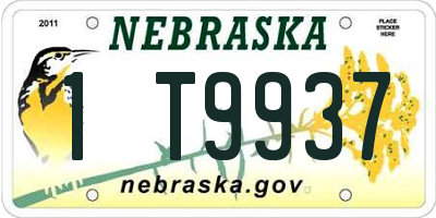 NE license plate 1T9937