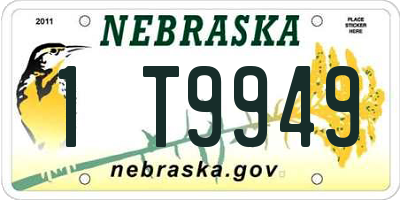 NE license plate 1T9949