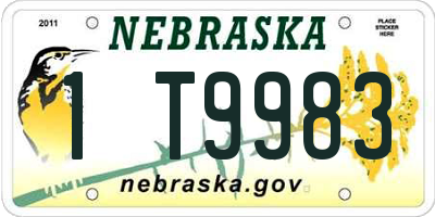 NE license plate 1T9983