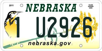 NE license plate 1U2926