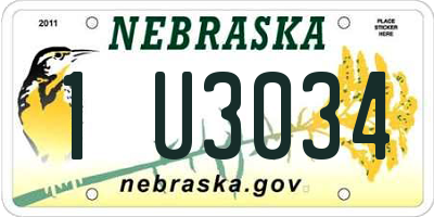 NE license plate 1U3034