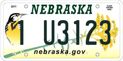 NE license plate 1U3123