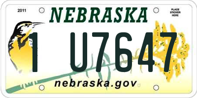NE license plate 1U7647