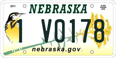 NE license plate 1V0178