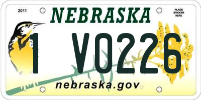 NE license plate 1V0226