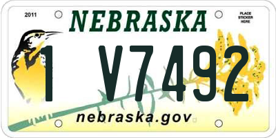 NE license plate 1V7492