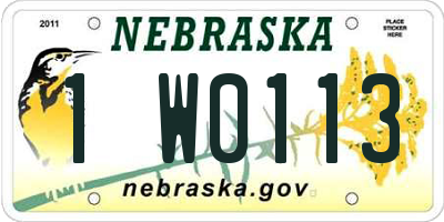 NE license plate 1W0113