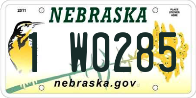 NE license plate 1W0285