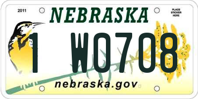 NE license plate 1W0708