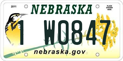 NE license plate 1W0847