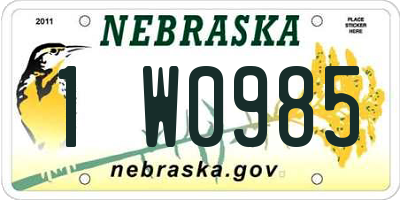 NE license plate 1W0985