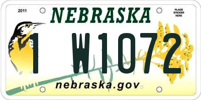 NE license plate 1W1072