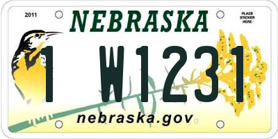 NE license plate 1W1231