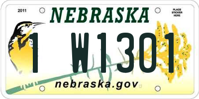NE license plate 1W1301