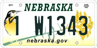 NE license plate 1W1343