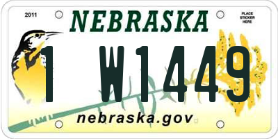 NE license plate 1W1449