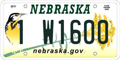 NE license plate 1W1600