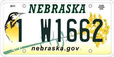 NE license plate 1W1662
