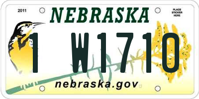 NE license plate 1W1710