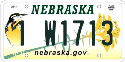 NE license plate 1W1713