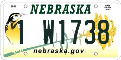 NE license plate 1W1738