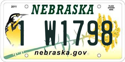 NE license plate 1W1798