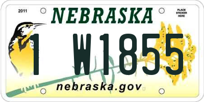 NE license plate 1W1855