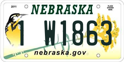 NE license plate 1W1863