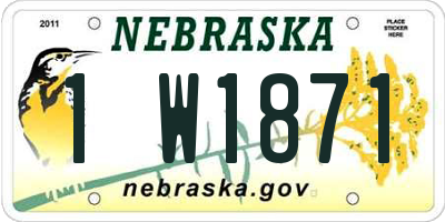 NE license plate 1W1871