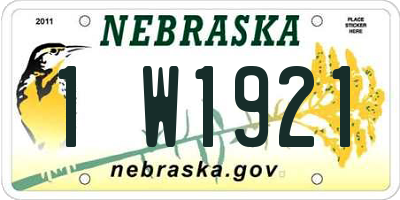 NE license plate 1W1921