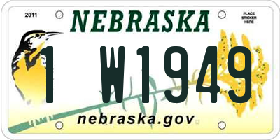 NE license plate 1W1949