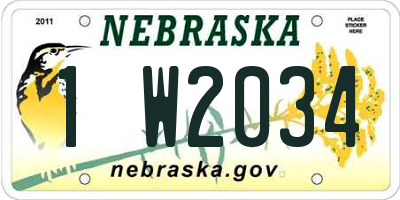 NE license plate 1W2034