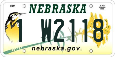 NE license plate 1W2118