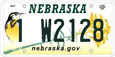 NE license plate 1W2128