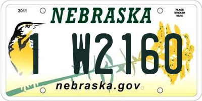 NE license plate 1W2160