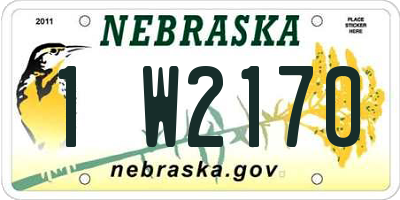 NE license plate 1W2170