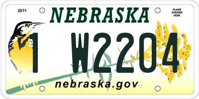 NE license plate 1W2204