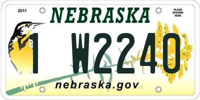 NE license plate 1W2240
