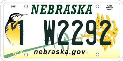 NE license plate 1W2292