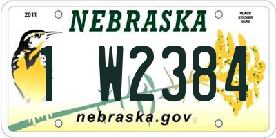 NE license plate 1W2384