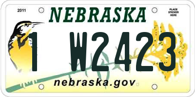 NE license plate 1W2423