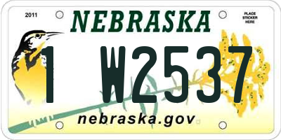 NE license plate 1W2537