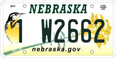NE license plate 1W2662