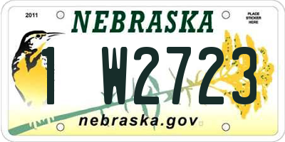 NE license plate 1W2723