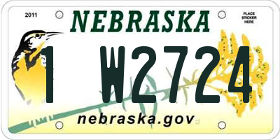 NE license plate 1W2724
