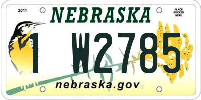 NE license plate 1W2785